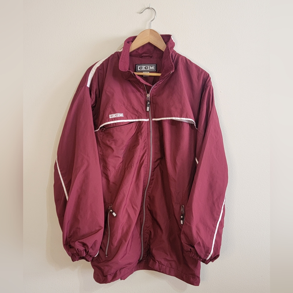 CCM Burgundy Windbreaker with White Trim